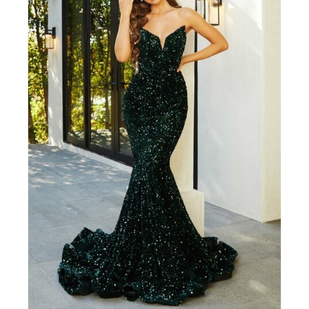 Portia and Scarlett sequin dress PS21208 - EMERALD - PORTIA & SCARLETT